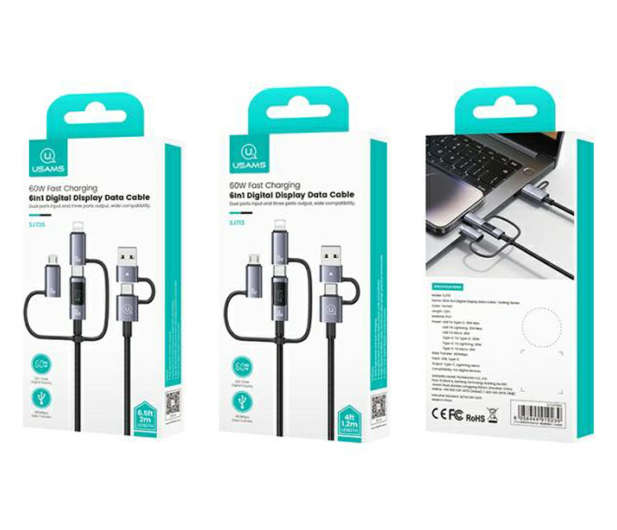 USAMS Kabel 6w1 Fast charging 60W 1,2m Data Cable - 1569099 - zdjęcie 8